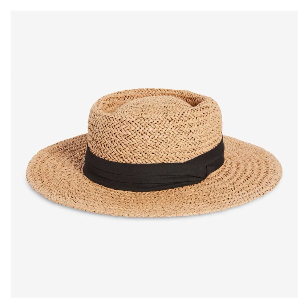 7/$20 Joe Fresh Straw Boater Hat brown and black